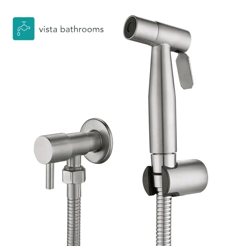 Chrome Muslim Shower Spray Kit with Shut-Off Valve - Single Inlet Type 0