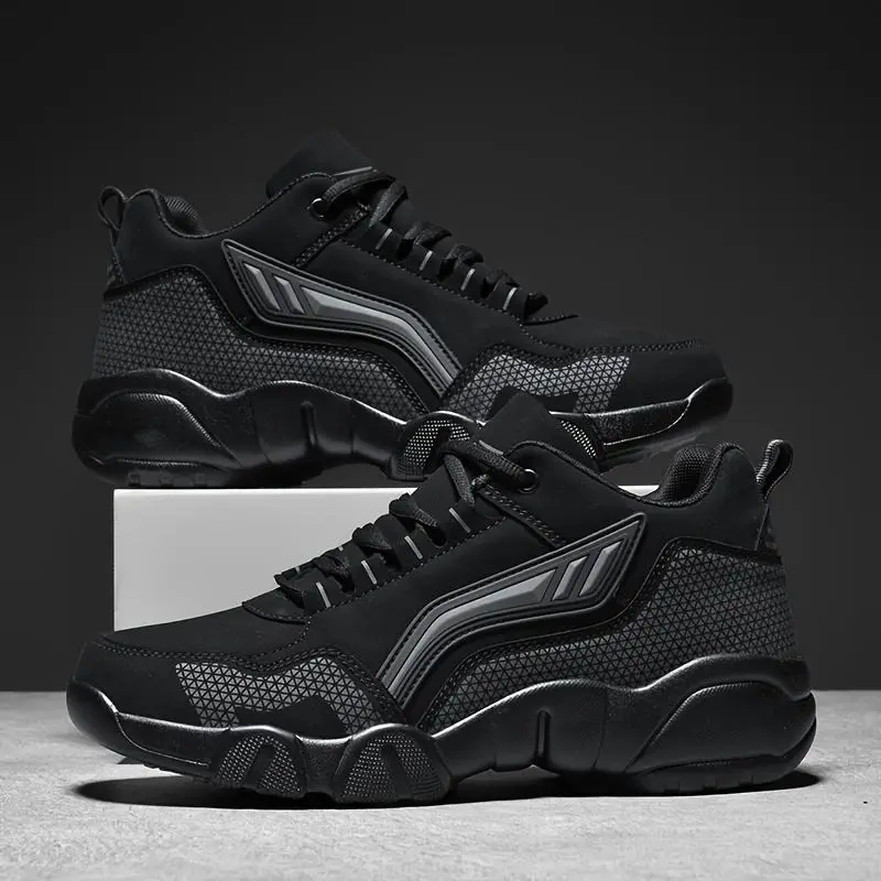 Comfortable Waterproof Men's Faux Leather Sneakers - Non-Slip Rubber Sole for All Seasons, Casual & Sporty Style 3