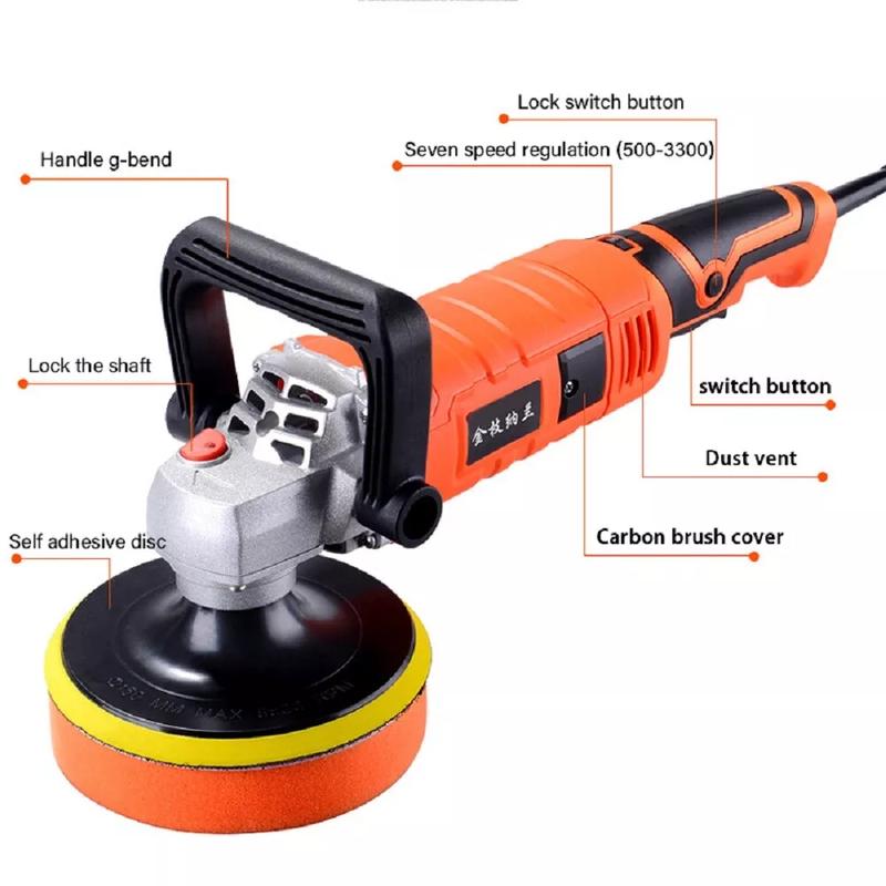 1580W Rotary 7" Dual Action Car Polisher Kit Orbital Polishing Machine Wax Pads 5