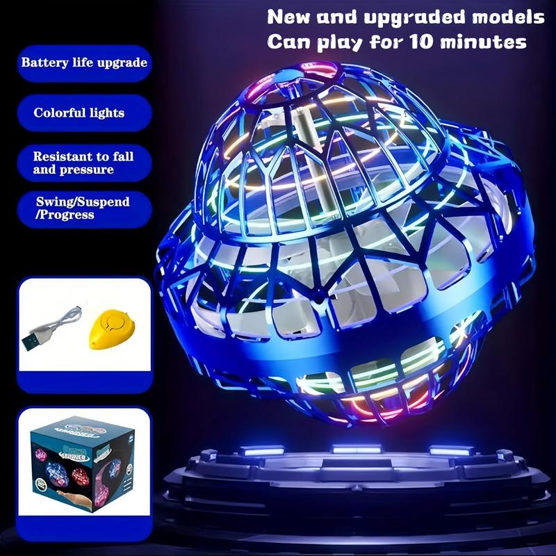 Cosmic Hover Ball Toy - Hand-Controlled Flying Disc with LED Lights, Fun Mini UFO, Perfect Birthday for Boys and Girls (Blue) 2