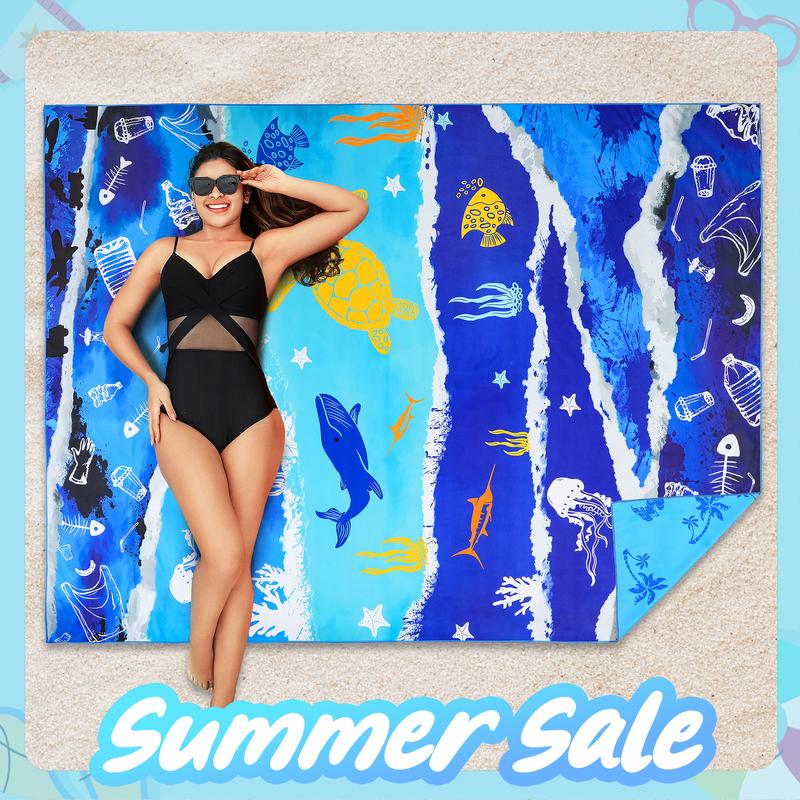 【UK Sellers】Multifunctional oversized beach towel, bed sheet, sofa cover, picnic mat all-in-one towel, Extra Large XXL 152cm*203cm Travel Towel Quick Dry for Swimming Sports Camping Yoga Gym 1