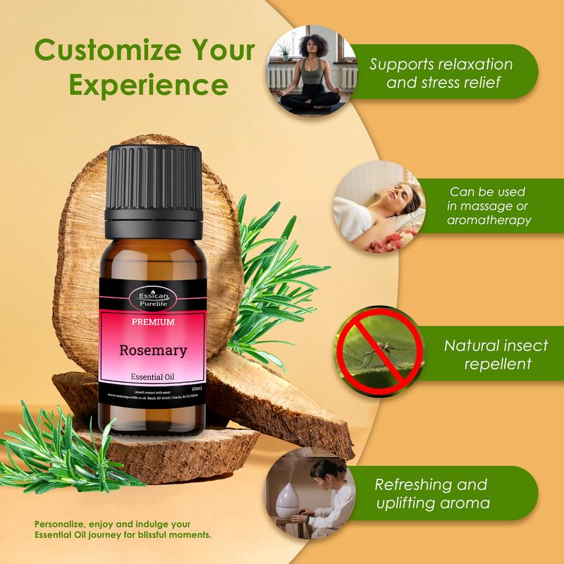 Rosemary Essential Oil, pure essential oil with no additives, available sizes 10ml, 50ml, 100ml (2x50ml) and 200ml 3