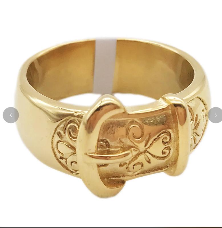 BUCKLE Ring Gold plated stainless steel 316 All size Available NO Tarnish 3