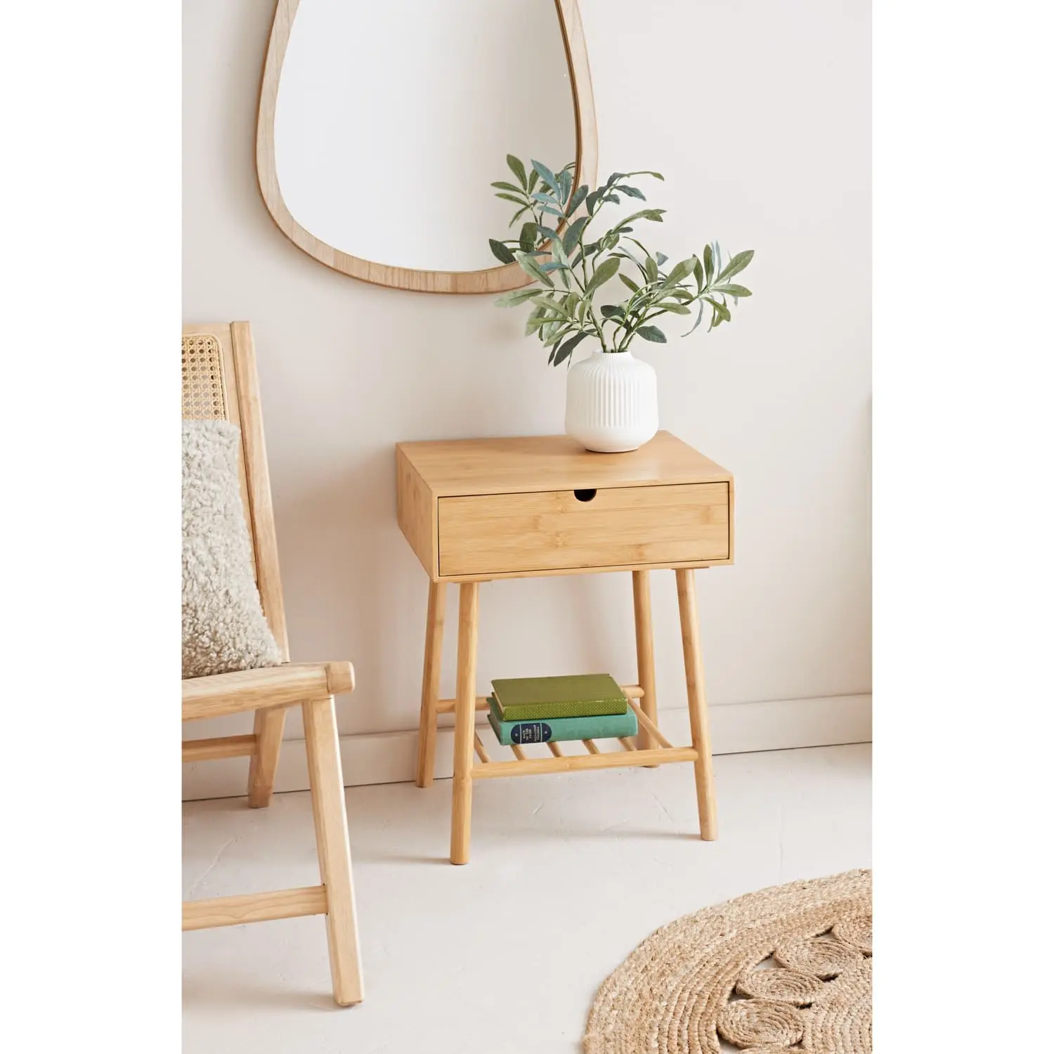 Urbanist Bamboo Bedside Drawer Side Table Night Stand Bedroom Furniture