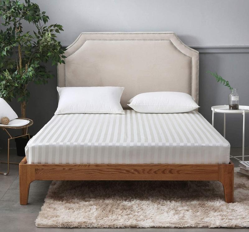 Product Introduction of Extra Deep Stripe Fitted Sheet 40cm / 16" 100% 600 Thread Count Egyptian Cotton Mattress Covers Bottom Bed Sheets Double King Super King Size 10