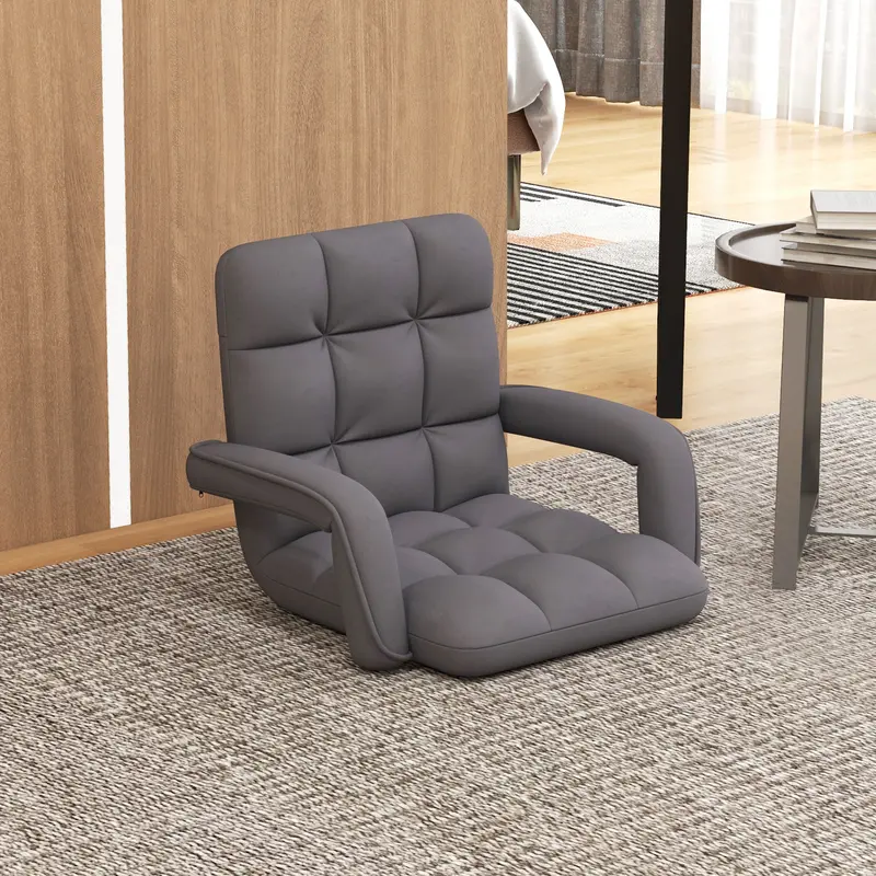 COSTWAY Floor Gaming Chair for Adults with Back Support and Adjustable 6-Position 4