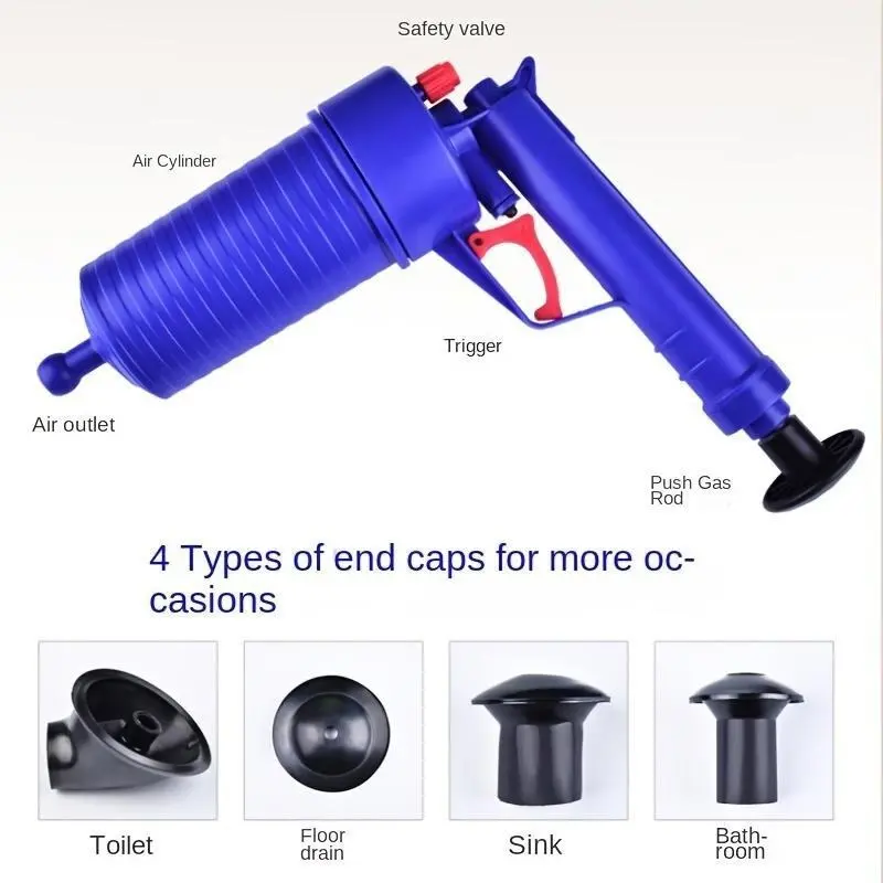 【2025】Pressure Drainage Pump with Accessories, Pneumatic Toilet Plunger, Manual Pump Cleaner, Air Pressure Drain Pump Pipe Dredge Tool for Toilet/Sink/Bathtub 5