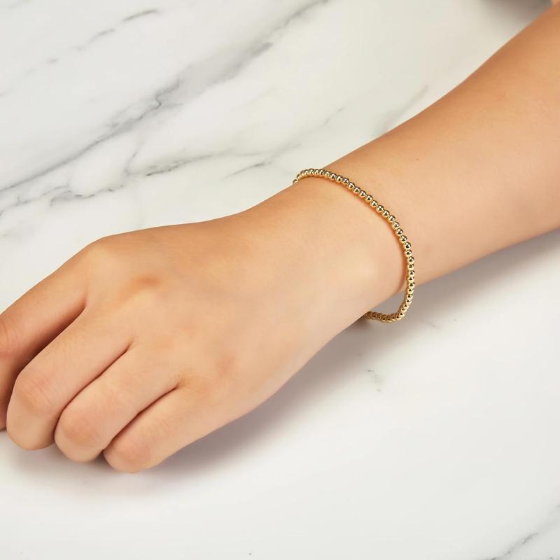2025 New Gold Plated Beaded Stretch Bracelet 1