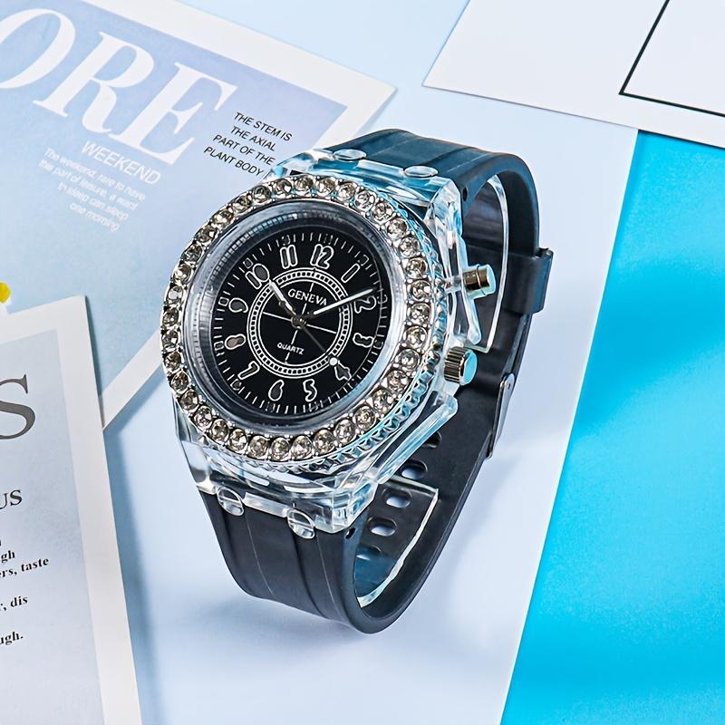 Product Introduction of New Luminous Student Electronic Watch for Teenagers, Junior High and High School Students, Electronic Watch with Rhinestones, Candy Color, Couple Watch, New Year Gift 166 15
