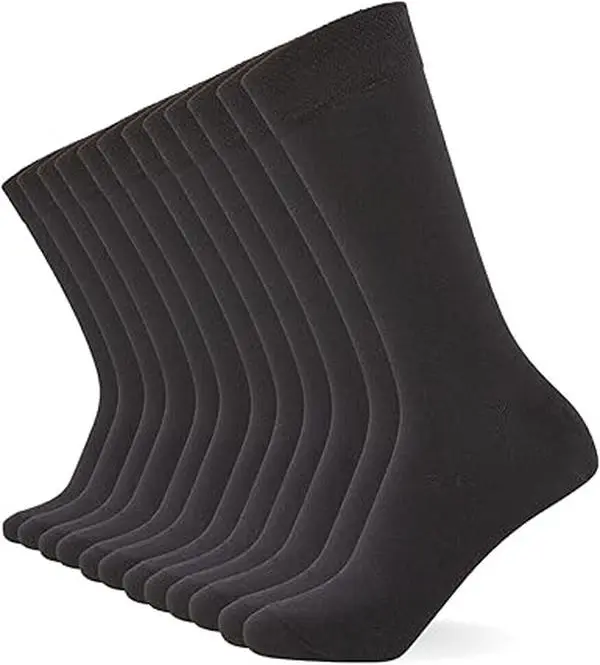10-Pack Plain Mens Socks - Comfortable Charcoal, Navy & Black Socks for Men - Cotton Socks Men Suitable for Work & Casual Wear - Breathable, Stain Resistant, Durable Men's Smart Dress Sock Menswear Stylish
