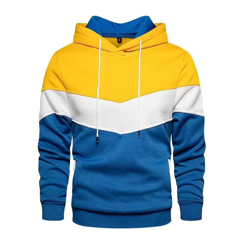Men's Color Block Hoodie - Casual Graphic Design Pullover with Kangaroo Pocket for Winter and Fall Streetwear - Great Gift Idea 6