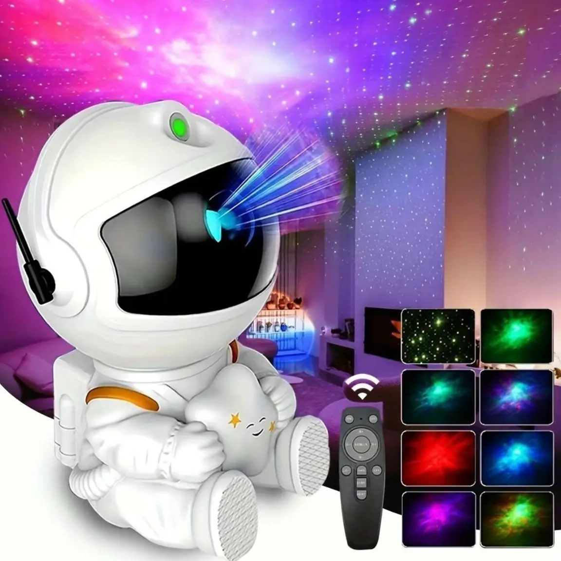 LED Mini Astronaut Projector Lamp with Variable Nebula Effect for Bedroom Decor - Cozy Lighting - Perfect Christmas Gift - Audio
