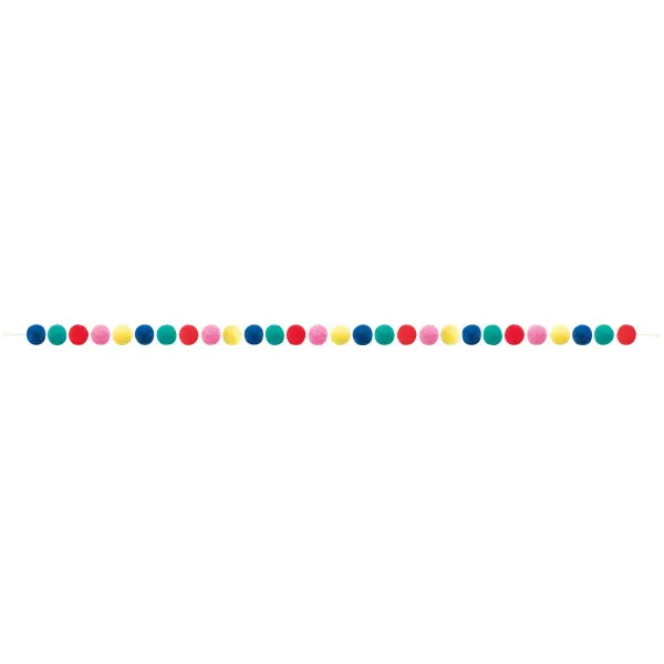 7ft Vibrant Christmas Felt Pom Pom Garland