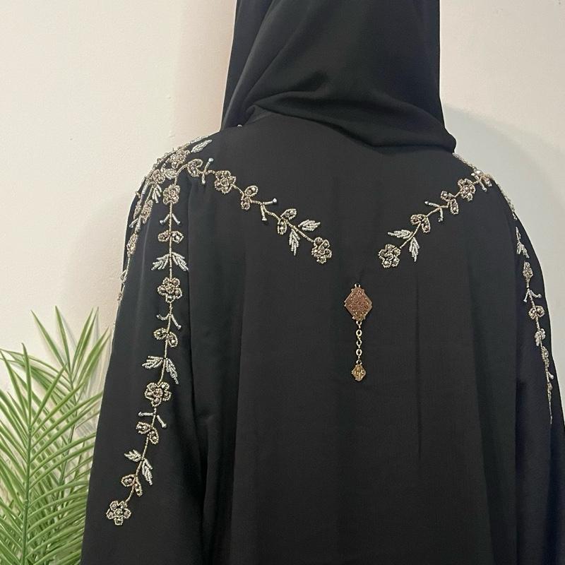 Rida Abaya with Intricate Embellishments - Essential Party Open Abaya luxury 5