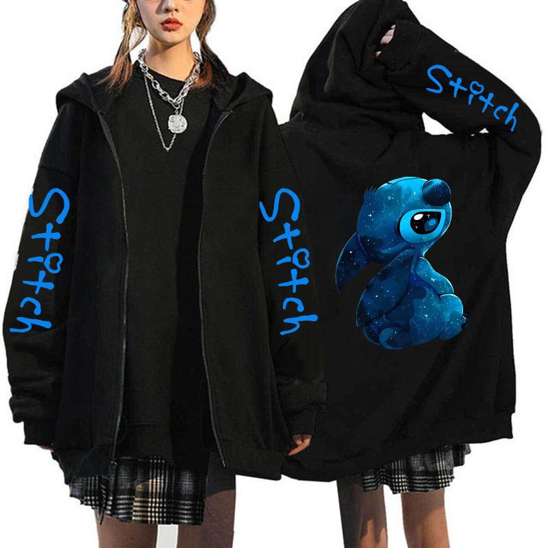 Product Introduction of Oversized Y2k Zip-up Hoodie  Women's Lilo & Stitch Costume Winter Clothes Woman Long Sleeve Warm Jacket Zip-up Street Tops 8