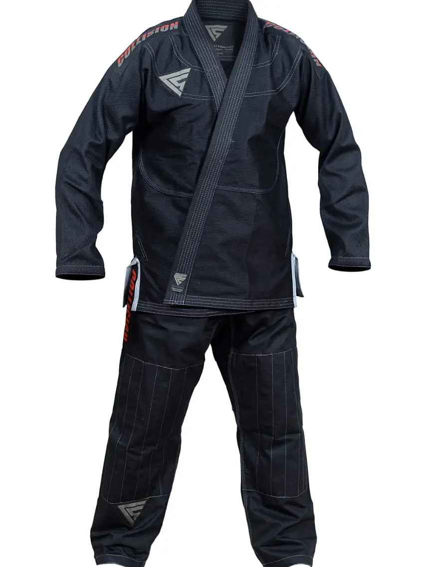 Professional Heavy-Duty Brazilian Jiu Jitsu Kimono Suit, 100% Cotton BJJ Gi Kimono for Men Includes Pants, Pearl Weave Cotton 350G White/Black/Blue 5’0” to 6’8”