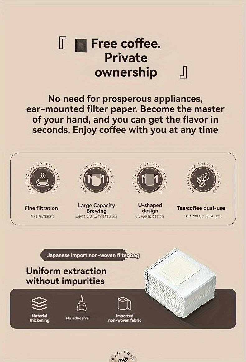 Product Introduction of 50pcs/Pack Guaranteed Portable Drip Filter Cup Coffee Filter Paper Net Bag 6