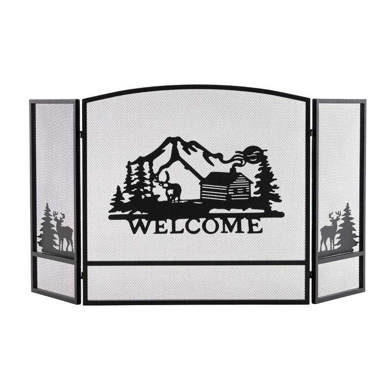 COSTWAY 55 x 29.5 Inch Fireplace Screen with Natural Scenery and Moose Pattern 0