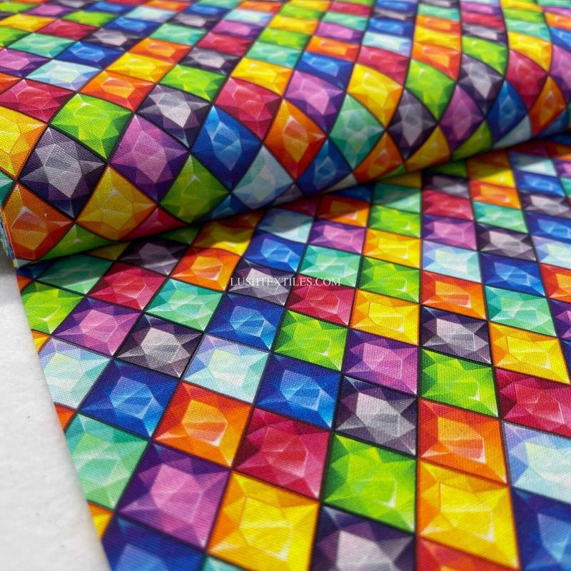 Diamond Jewels Multicoloured Craft Cotton Fabric 140cm 2