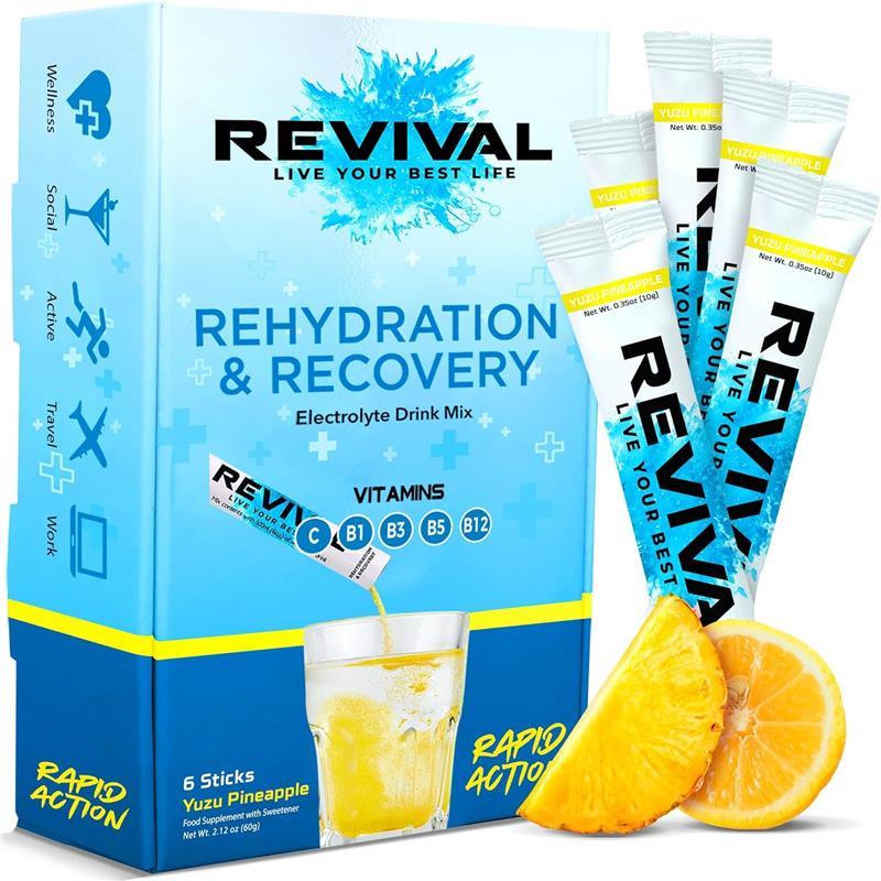 Product Introduction of Revival Rapid Rehydration Electrolyte Powder - High Strength Vitamin C & B, 6-Pack Cherry, Supports Hydration & Recovery - Healthcare, Dietary 1