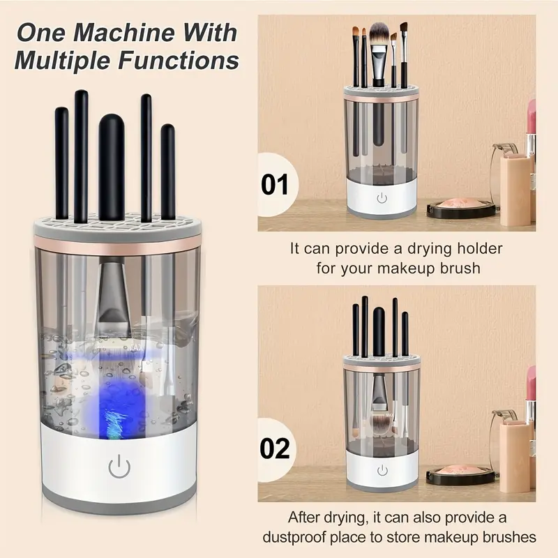 2 in 1 Multifunctional Upgraded Automatic Electric Makeup Brush Cleaner, Great Christmas Gift for Women Cleansing makeup brushes Cosmetic eco  tools new  make makeup  brush makeup  brush  cleaner 3