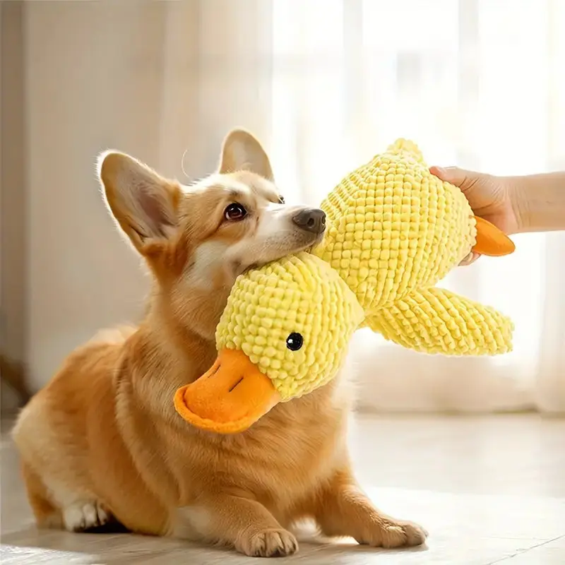 Durable Plush Duck Dog Toy with Squeaker - Bite-Resistant Chew Toy for Small to Medium Breeds 0