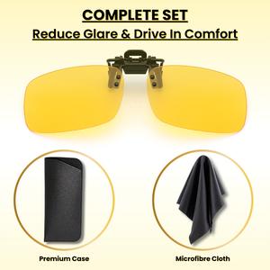 Clip-On Night Driving Glasses with Anti-Glare & UV400 Protection for Safe Driving