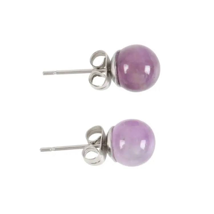 Amethyst Sphere Crystal Stud Earrings 1