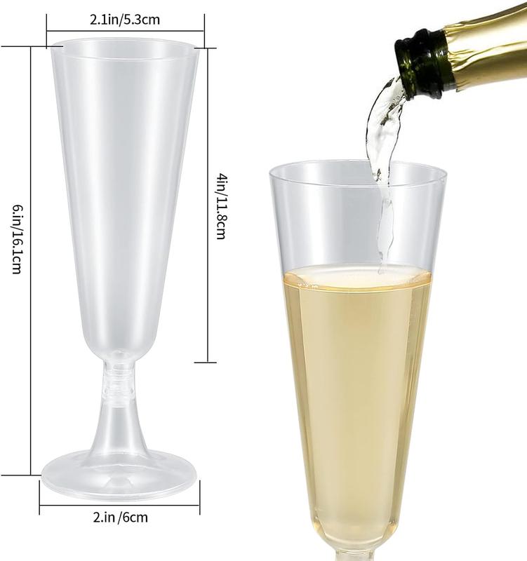 24 Premium Elegant Clear Plastic Champagne Flutes, 160ml - Reusable Toasting Glasses, Cocktail Prosecco Glasses for Weddings, Birthdays, Christmas, BBQ & Garden Parties Beach Drinkware Sturdy 1