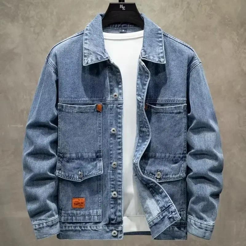 Product Introduction of Men's Loose-fit Trendy Denim Jacket Autumn 2024 New Style Workwear Jacket Regular Length 15