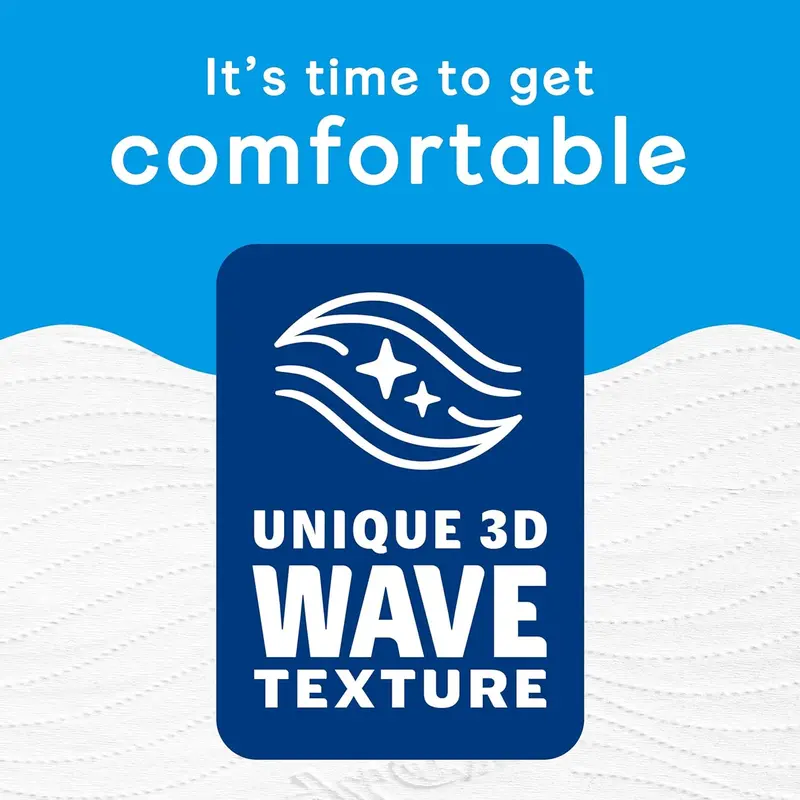 Complete Clean Toilet Tissue; 12 Mega Toilet Rolls = 18 Rolls with Unique 3D Wave Texture for a Proven, Effective Clean Pack Cleaning Wipes 3