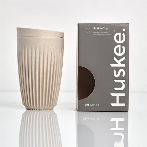 HUSKEE Coffee Cup with Lid 12 oz Natural Reusable coffee mug Tumbler For Car Home Office work Gym Travel Beverage Bottle Disposable Drinkware Portable 1