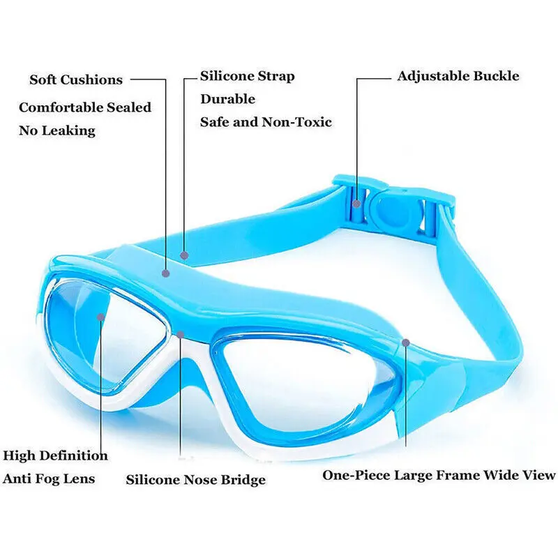 Kids Anti-Fog Swimming Goggles Pool Swim Adjustable Glasses Children Boys Girls 3