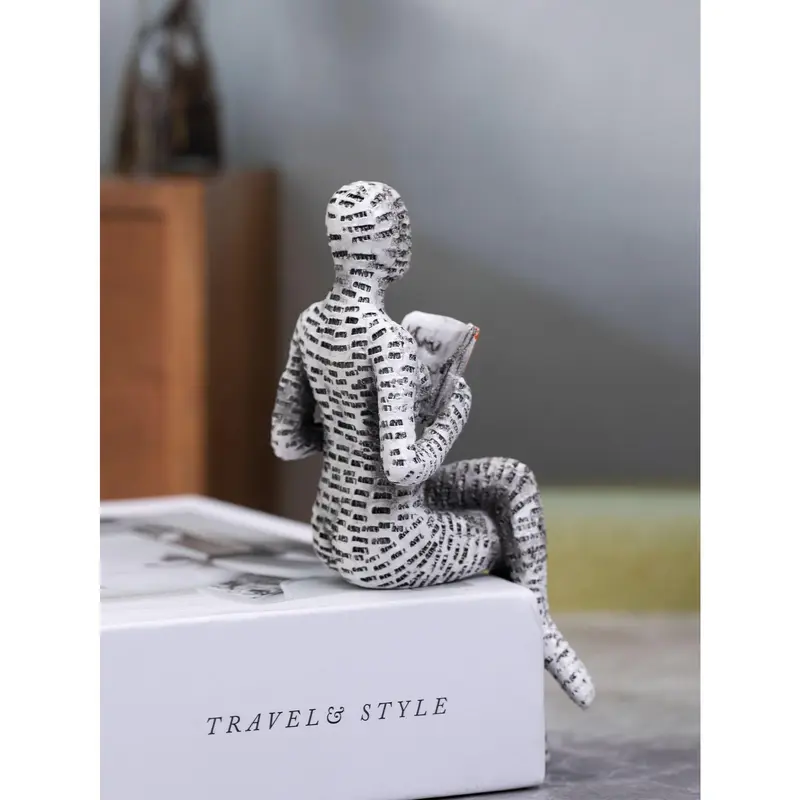 2025 1pc Resin Abstract Figurine Reading A Book Shape Home Decoration Ornament Best Gifts Birthday New 2