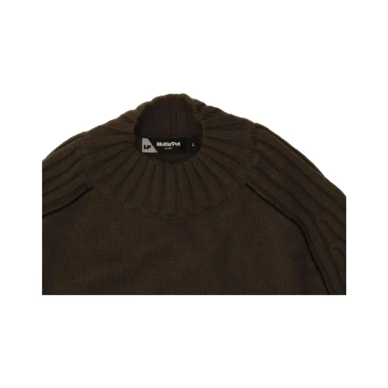 Pre-Owned Vintage MELTIN' POT Womens Turtle Neck Jumper Sweater UK 16 Large Khaki Wool 3