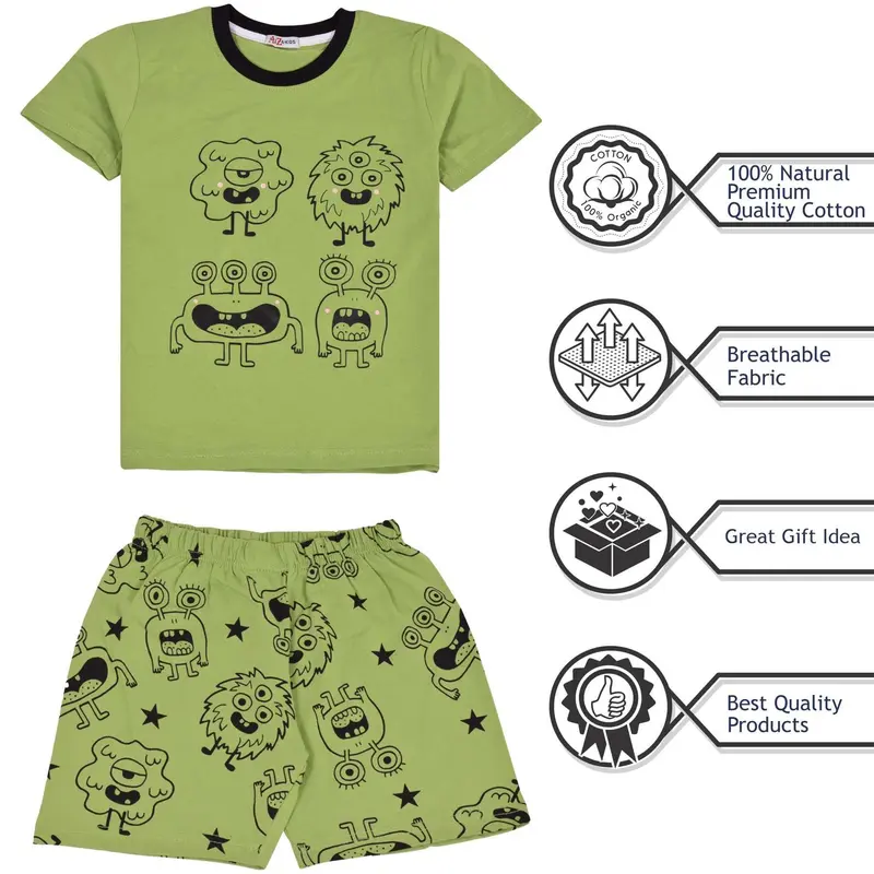 A2Z 4 Kids Girls Boys Monster Pyjamas PJs 2 Piece Cotton Set Lounge Suit Unisex Top Bottom Pyjamas Loungewear Dress Up Costume Gifts for Girls & Boys Age 5-13 Years 5