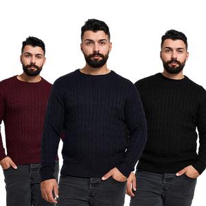 NOROZE Men's Cable Knit Jumpers Crew Neck Warm Winter Long Sleeve Knitted Sweaters Top Fabric Knitwear