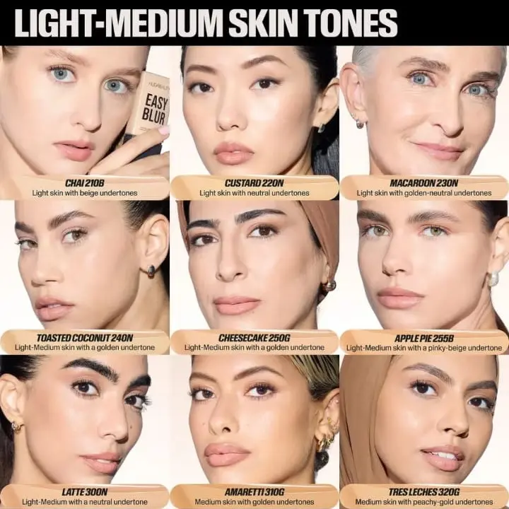 HUDA BEAUTY Easy Blur Foundation with Niacinamide-Lightweight Concealer for Flawless Makeup, 12-Hours Wear & Setting Powder (30ml)   Smoothing Cosmetic 5