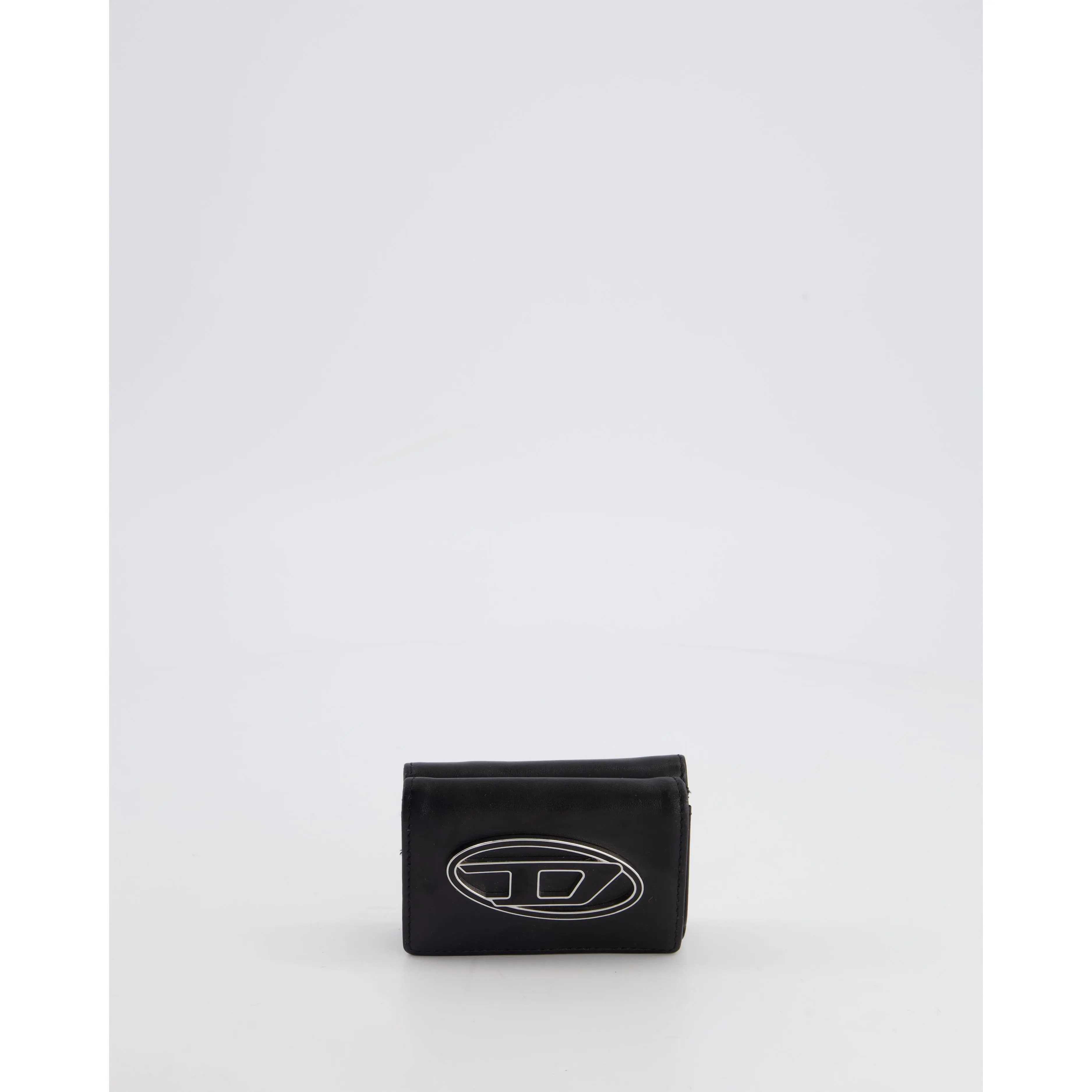 Diesel Black 1DR Leather Coin Purse with Silver Hardware&nbsp;
