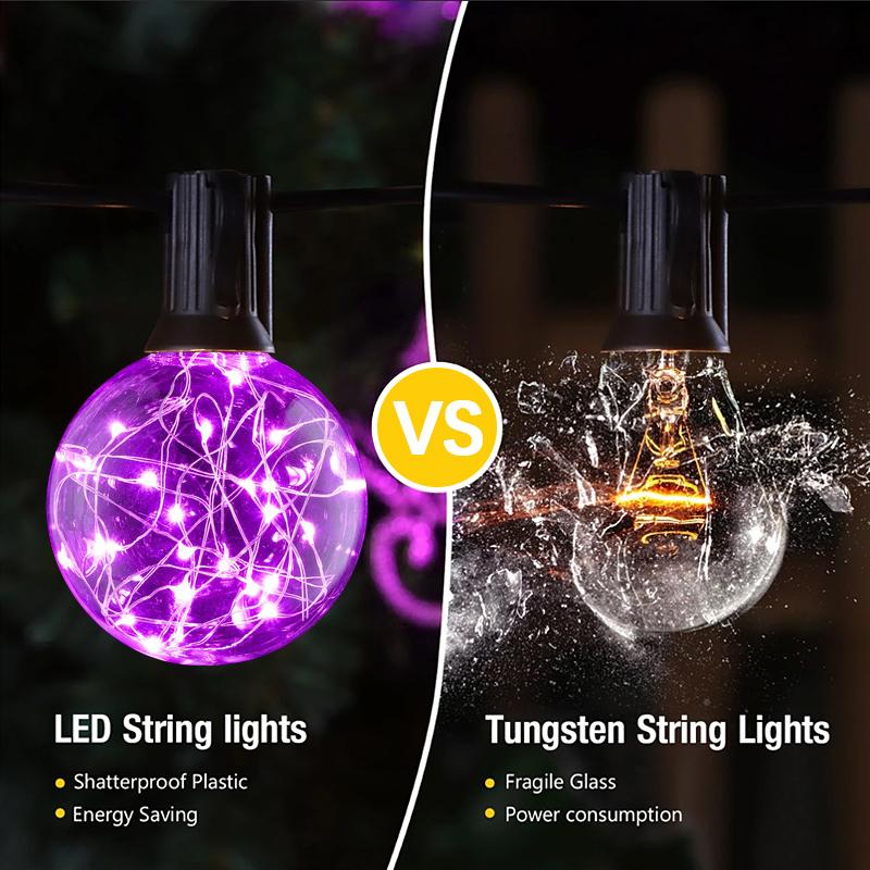 LED Fairy Light Bulb，G95 E26 Warm White Edison Screw Night Lights,Flash Starry Decorative Copper Wire String Lights for Bedroom Living Room Festival Christmas, Non-dimmable 5