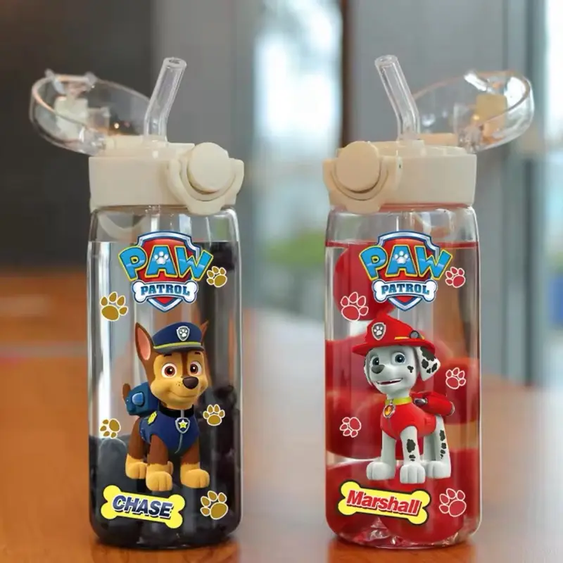 PAW Patrol Portable Water Bottle for Children - 400ML, Leisure Outdoor Cup with Straw and Pop Cap - Tumblers, Drinkware, Cover, Mug