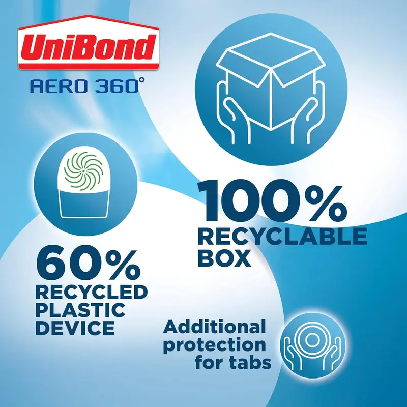 UniBond AERO 360° Moisture Absorber Neutral Refill Tab, ultra-absorbent and odour-neutralising, for AERO 360° Dehumidifier, Condensation Absorbers, 450 g ( Pack of 4) Multicolor 1