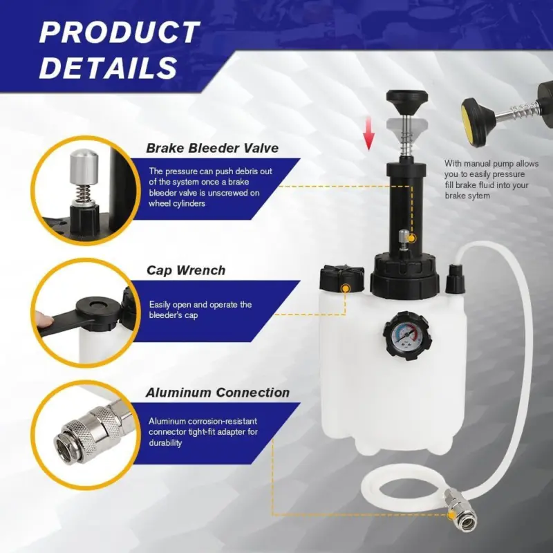 ⭐[Delivery In 2-3 Days]⭐3L Brake System Clutch Fluid Pressure Bleeder Bleeding Bottle Kit Car Bleed Tool 7