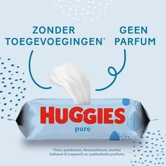 Huggies Pure, Baby Wipes, 18 Packs (1008 Wipes Total) - 99 Percent Pure Water Wipes - Fragrance Free for Gentle Cleaning and Protection - Natural Wet Wipes 3