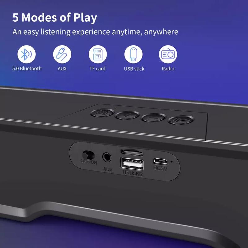Powerful TV Sound Bar Home Theater Subwoofer Soundbar with Bluetooth Wireless UK Audio Plastic 0
