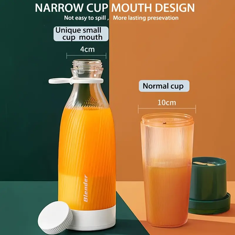 Electric Fruit Juicer Blender Juice Mixer Mini 500ML Wireless Portable Household USB Charging 6 Blade Gift Juice Cup, Personal Size Blender For Smoothies And Shakes, Home Fruit Blender For Kitchen, Home, Travel 6