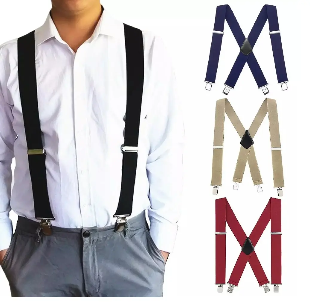 BRACES SUSPENDERS ADJUSTABLE ELASTIC THICK MENS LADIES TROUSERS UK