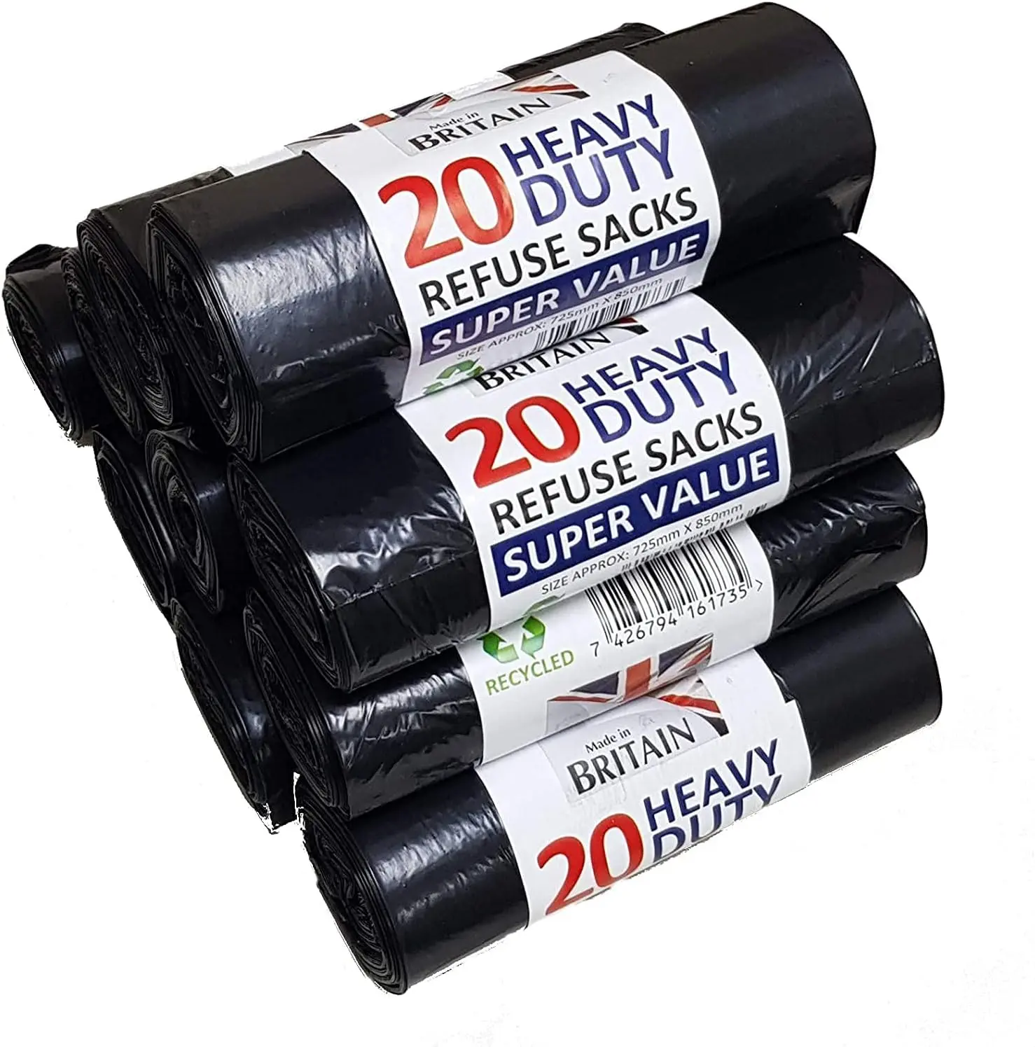 200 Heavy Duty Large Refuse Sacks (20pcs*10 roll) Business and Home use Large, Thick, Black Bin Bags. Leakage Proof Kitchen Household and Commercial Pack Outdoor Hand-held Pet
