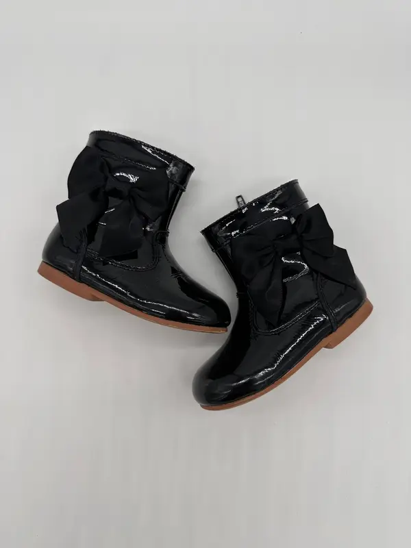 MARION Black Bow Kids Leather Boots 4