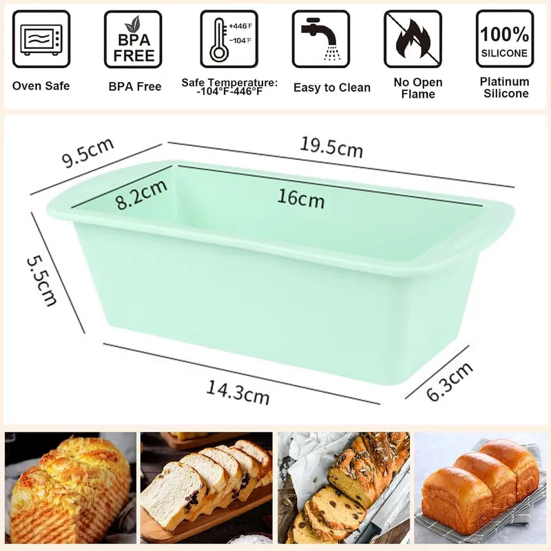 Mini Loaf Tins, 4 Pack Silicone Bread Pan for Baking, 1Lb Non-Stick Baking Trays for Air Fryer, Rectangle Cake Moulds for Cakes, Breads or Loaves, 16 x 8.5 cm Bread Making Accessories 1